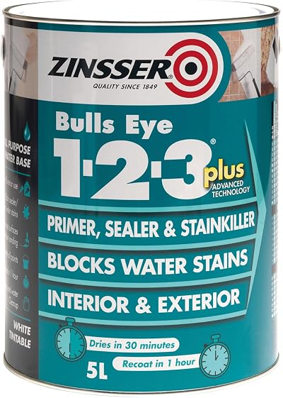 Zinsser Bulls Eye 1-2-3 Plus 2.5 L White Primer Sealer Stain Killer