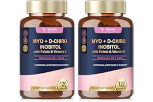 Totaria Inositol Supplement for Women with Vitamin D3, Folate, 40:1 Ratio Myo-Inositol & D-Chiro Inositol Complex, (Vitamin B8) Inositol Capsules, Pack of 2