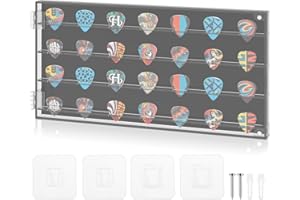 Guitar Pick Display Case, 12.4" x 6.5", Acrylic Storage Box Hold Up to 32 Guitar Picks, Guitar Pick Wall Mount Display Case f
