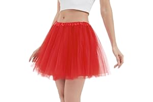 ASKHOPE Tutu Skirts for Women 4 Layers Puffy Elastic Tutu Skirts Tutus for Girls Tulle Ballet Dress Halloween Christmas Costume
