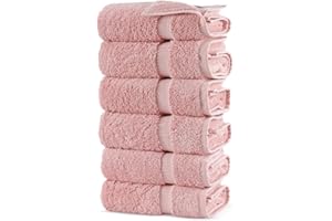 Towel Bazaar Premium Turkish Cotton Super Soft and Absorbent Towels (6-Piece Hand Towels, Pink)