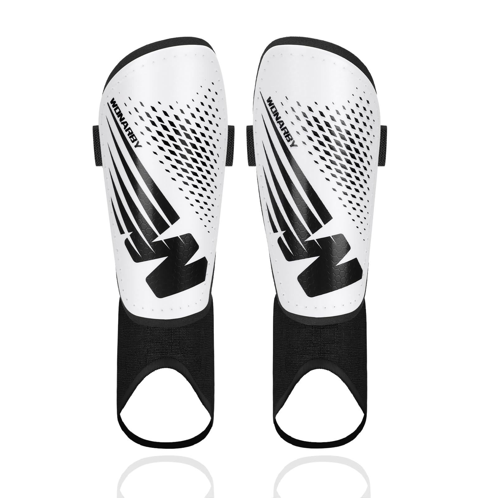 Photo 1 of Shin Guards Soccer Youth Kids - Shin Guard for Toddler Boys Girls Teenagers 2-18 Years Old with Ankle Sleeves Protection - Football Shin Pads Equipment with Adjustable Strap - White,S