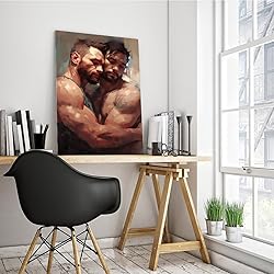 HMLZSJ Nude Muscle Male Torso Portrait Art Gay