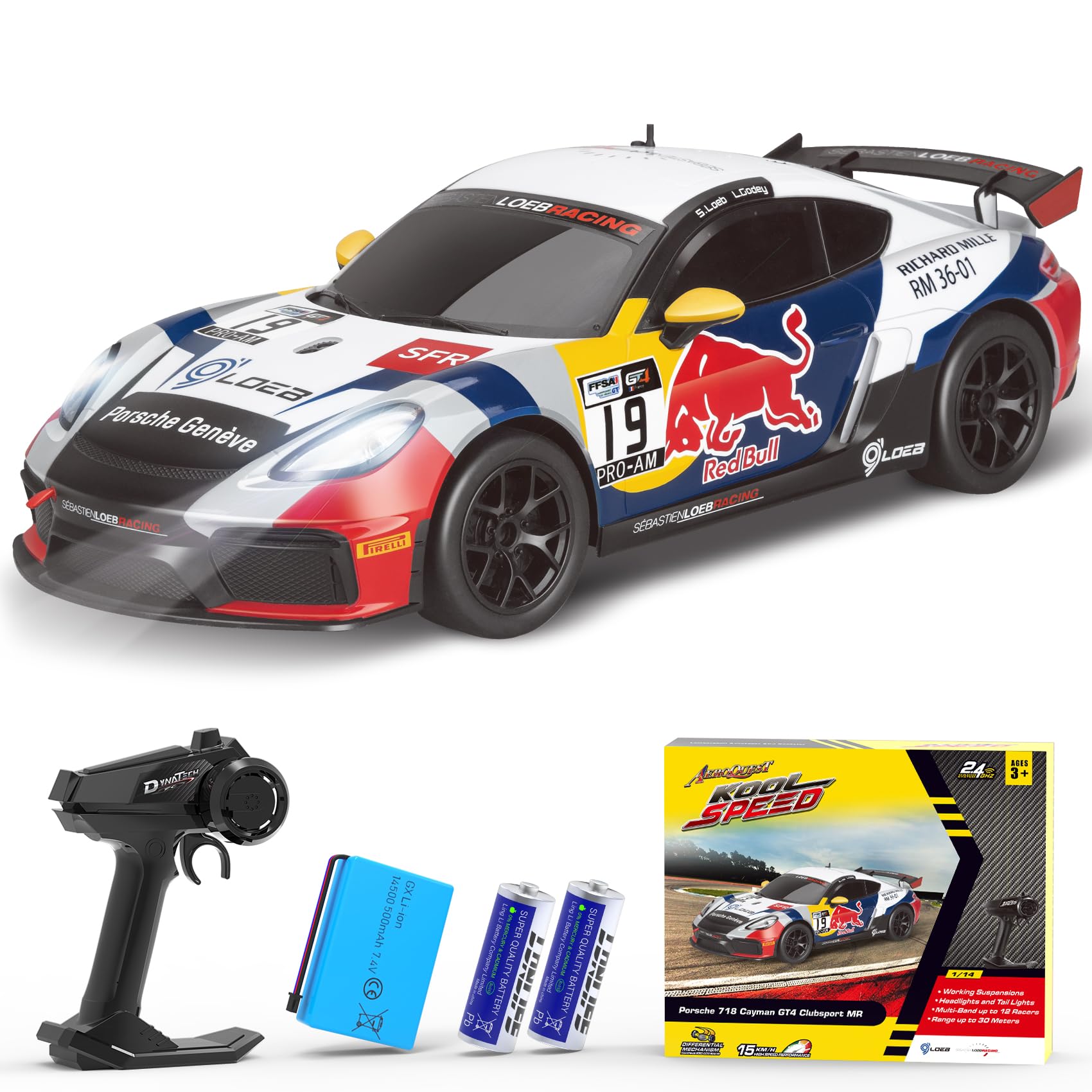 Photo 1 of AEROQUEST Porsche Remote Control Car, Officially Licensed Porsche 718 Cayman GT4 Toy Car 1:14 Red Bull Porsche RC Car Birthday Gift for Boys,Girls,Teens and Adults