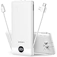 VEGER Portable Charger for iPhone Built in Cables and Wall Plug, 10000mah Slim Fast Charging USB C Power Bank, Travel Essenti