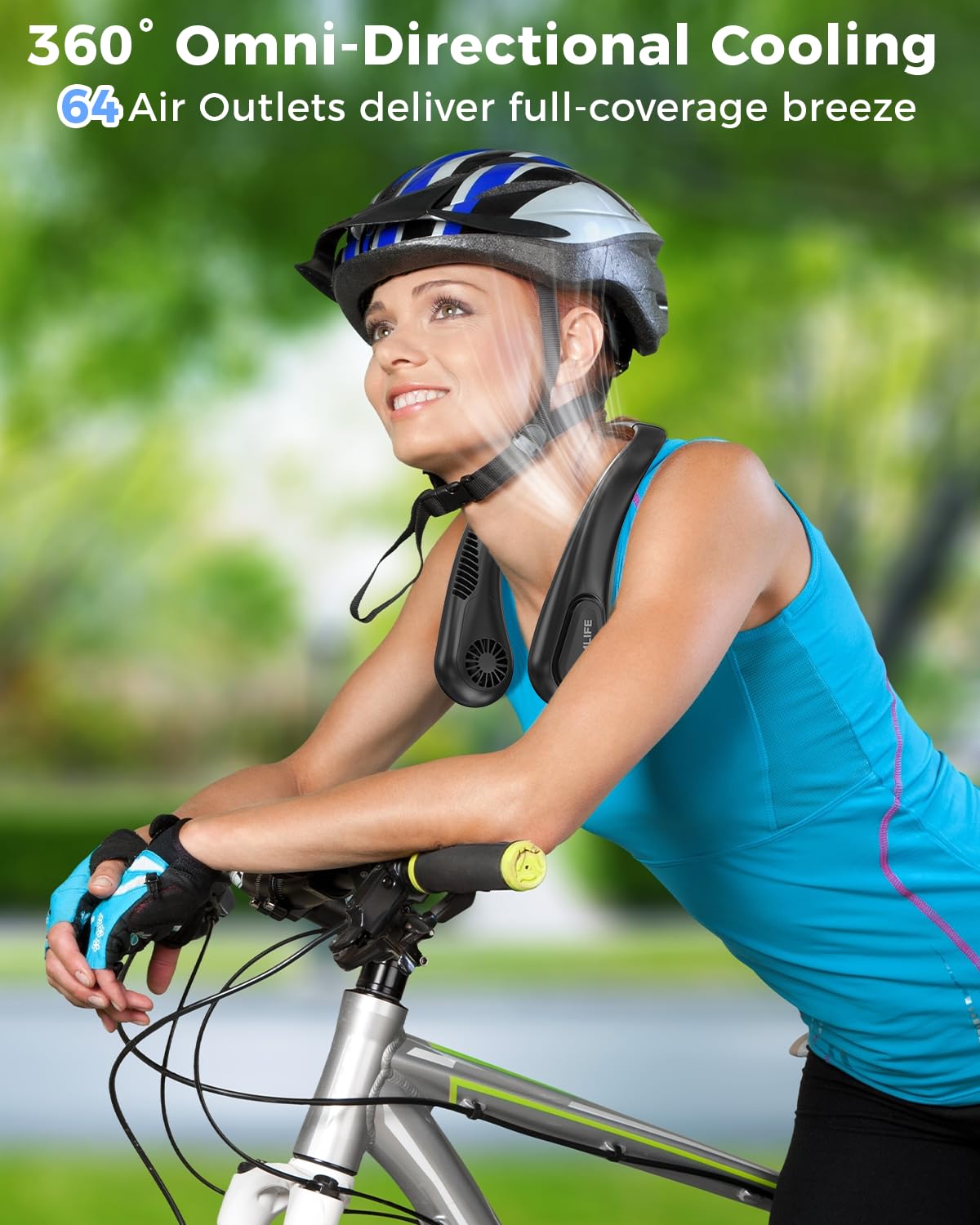 Bladeless Neck Fan, 5000mAh Rechargeable Battery Powered, 3 Speeds, Angle Adjustable, Hand-free Portable Neck Fan for Both Outdoor & Indoor Use, UL Certified, Black