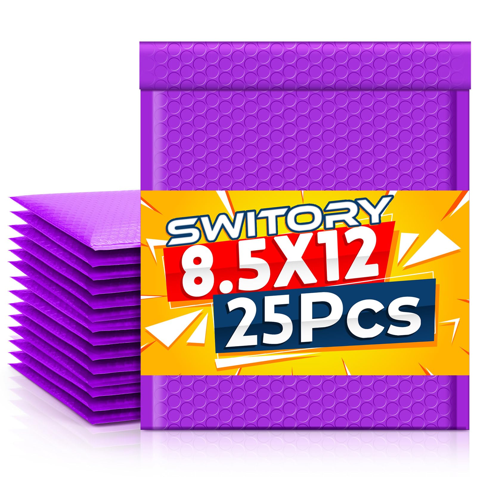 Switory 25pcs Poly Bubble Mailers A4 Padded Envelopes Bubble Envelopes Package Bags Lined Poly Mailer Self Seal Purple, 21.6cmx28cm