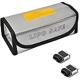 Fireproof Explosionproof RC Lipo Battery Safe Bag Bundle with 2pcs Low Voltage Tester Alarm Buzzer
