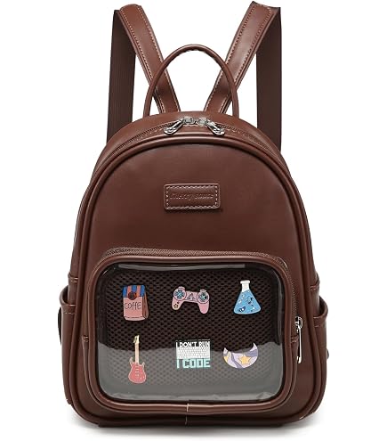 Mini Ita Vintage Leather Backpack - Small Bag Purse, Cute for Pins Display, Preppy Tiny Backpack (Brown)