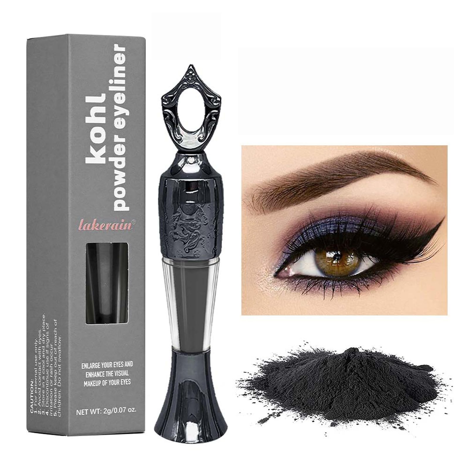 Kohl Powder Black Eyeliner - Handmade Natural, Smudge-Proof Liner in Cream Powder Form - Long-Lasting Intense Color