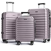 LIGHT FLIGHT Luggage Sets, 3 Piece Durable Suitcase Set with Spinner Wheels, 3 Pcs Hardside Lightweight luggage with TSA Lock, Large Checked Travel Suitcases, 20/24/28 Inch, Rose Purple