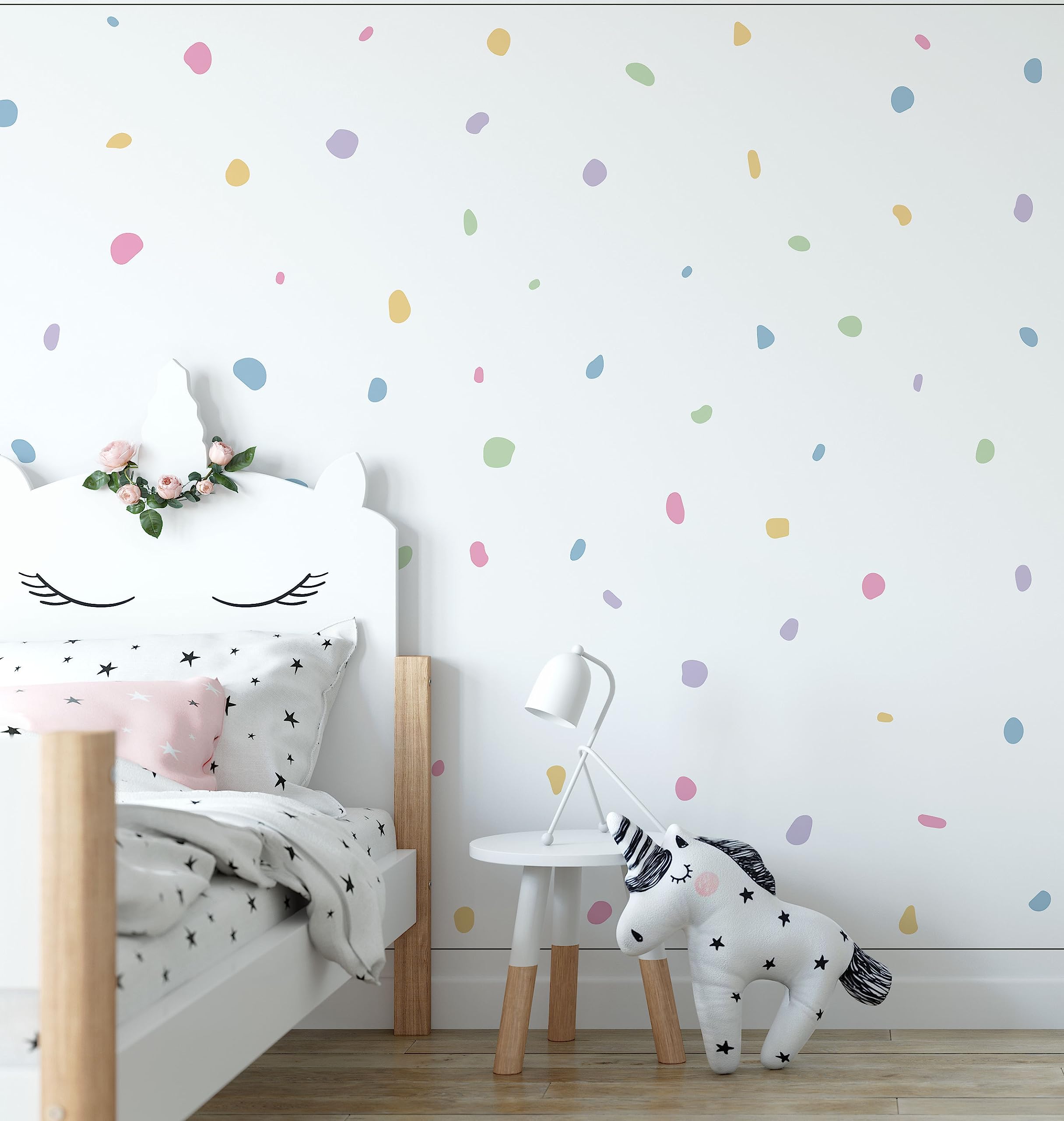QuoteMyWall 150 Pastel Polka Dot Blobs Wall Stickers Dotty Danish Pastel Denmark Colourful Nursery Decals for Kids Boys Girls Bedrooms Removable (Danish Pastel)