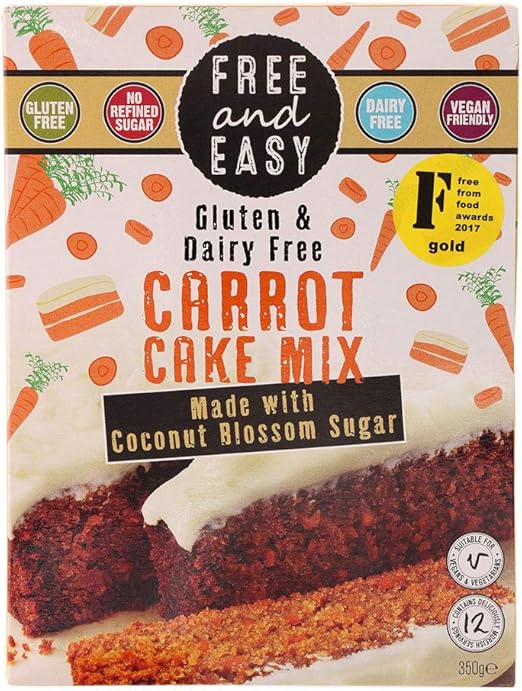 Free Easy Gluten Dairy Free Carrot Cake Mix Coconut Blossom Sugar 350g Amazon Co Uk Grocery