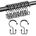 12 Pack Double Glide Shower Curtain Hooks – Rust-Proof Metal Rings For Heavy Curtains (Nickel Finish)