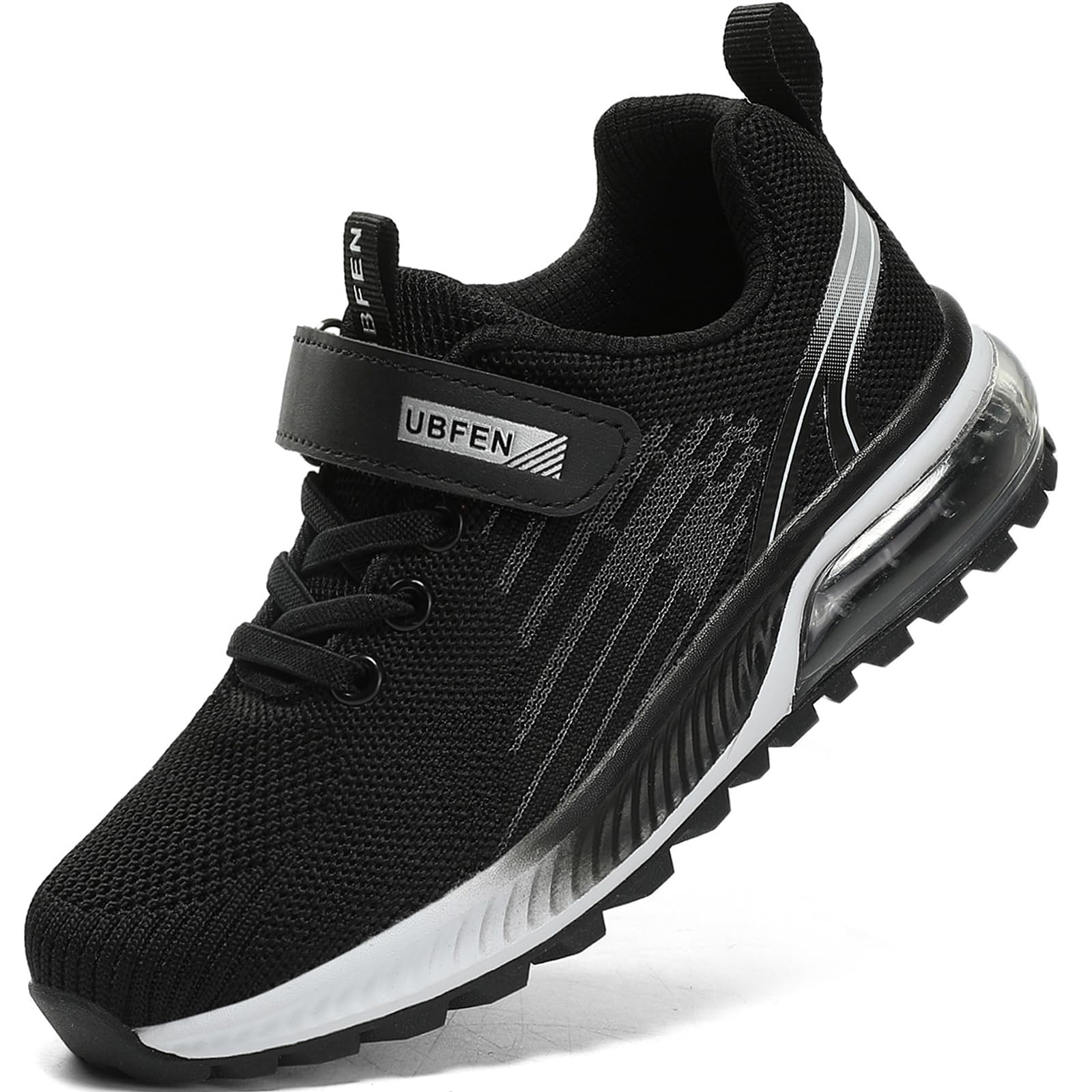 UBFEN Kids Sneakers - Athletic Tennis Shoes for Boys Girls, Ideal for Running, Walking, Gym Sports - Lightweight, Breathable Comfortable D Black Image