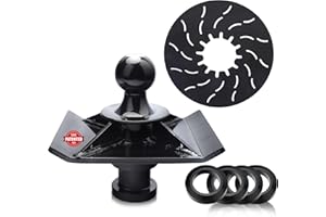 FlexHitch Gooseneck Ball to 5th Wheel Adapter, 1.5" Raised, Heavy Duty Reinforcing Ribs Structure, for Tractor or Trailer Fifth Wheel, Anti-tilt PU Washer and 5th Wheel Lube Plate Included