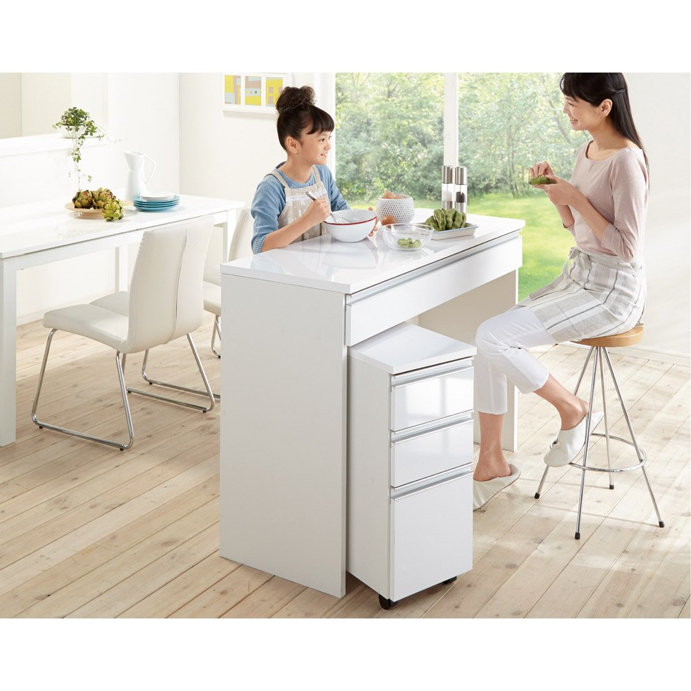 光沢仕上げ 間仕切りキッチンカウンターデスク