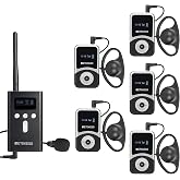 Retekess T130S Tour Guide System, Hearing Assistance Devices(1TX 5RX) | for School, Tour, Hi-Fi Sound, 100m Range, Both Ear D-Shaped Headphones