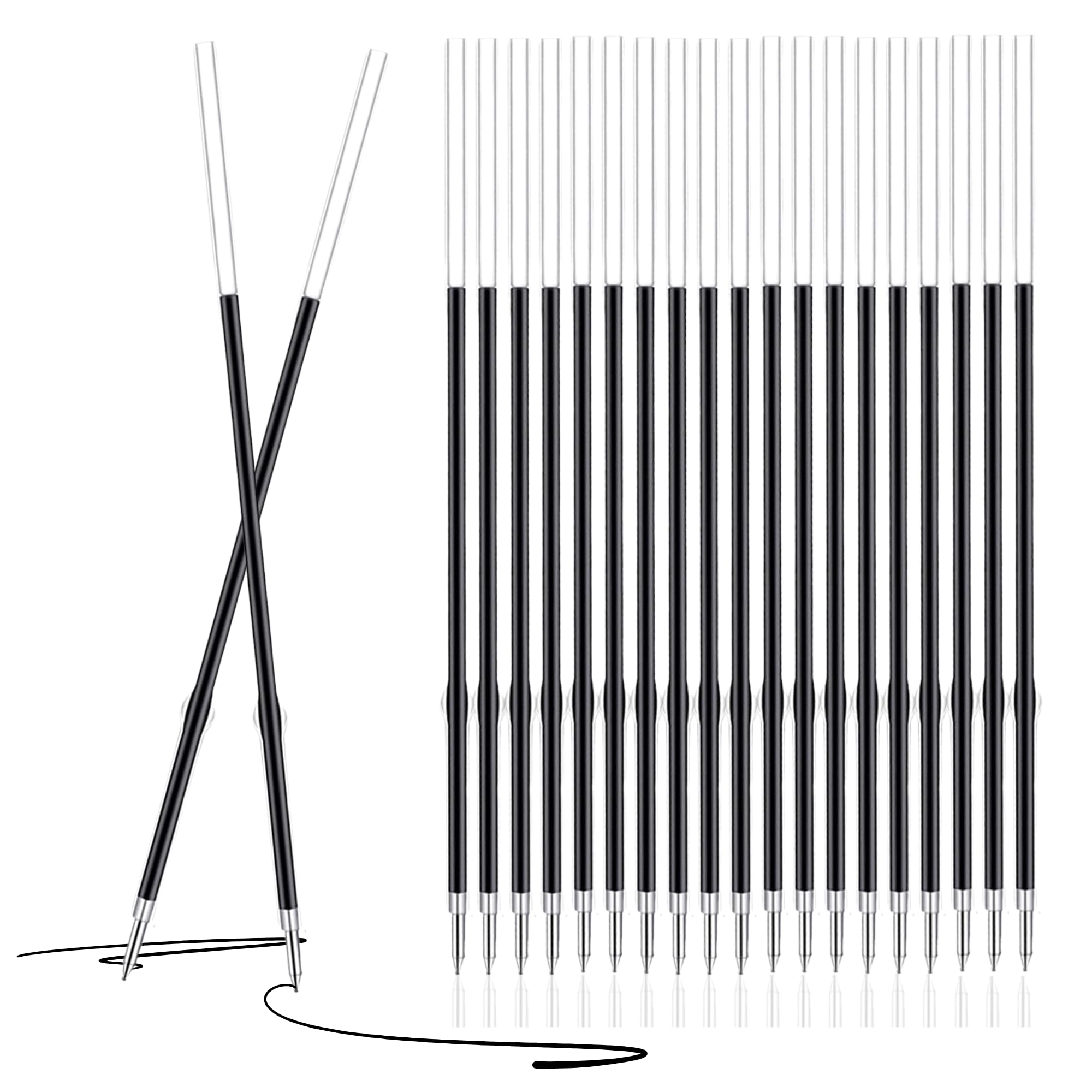 Charmngifts Black Medium Nib Ballpoint Pen Refills, 0.7mm, 20 Pack