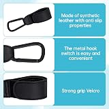 Eophmi Pram Bag Clips 2 Pack Black PU Leather Buggy Clips for Bags view 3