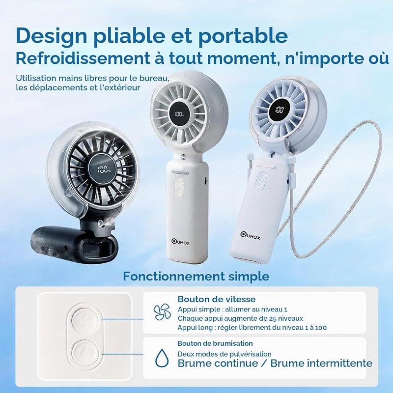 Ventilateur Brumisateur Portable, B1297, Noir