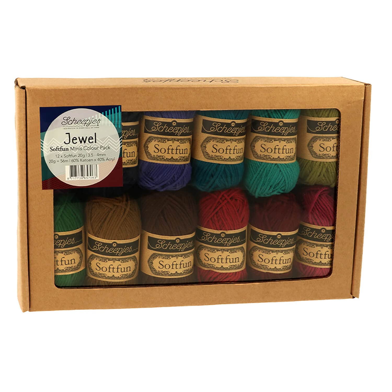 Scheepjes - Scheepjes Softfun Jewel Yarn Colour Pack - 12 x 20 Grams (1 Box)