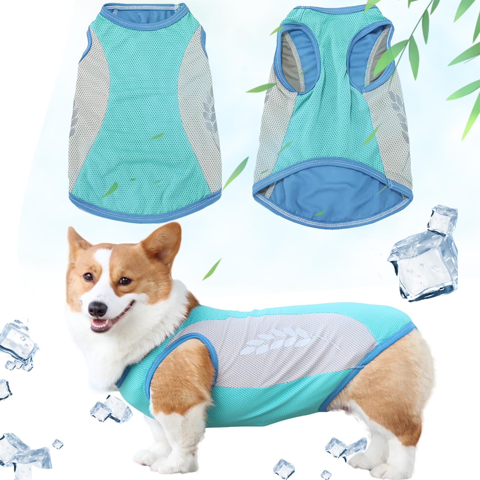 Runmeihe Dog Cooling Vest, Safe Dog Coat with Reflective Strip, Breathable Mesh Dog Clothes for Summer, Light Weight Cooling Dog Jacket