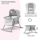 Kinderkraft LOVI 3 in 1 Baby Crib Travel Cot Rocker Adjustable Canopy Gray view 3