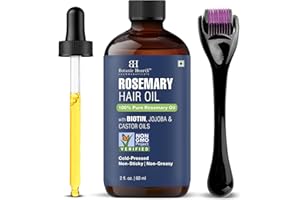 Botanic Hearth Rosemary Oil for Hair Growth | Strengthening Biotin, Jojoba, Castor Hair Growth Oil for frizzy hair | Dry, Damaged Scalp Treatment | Color Safe | All Hair Types | 2 oz (+ Derma Roller)