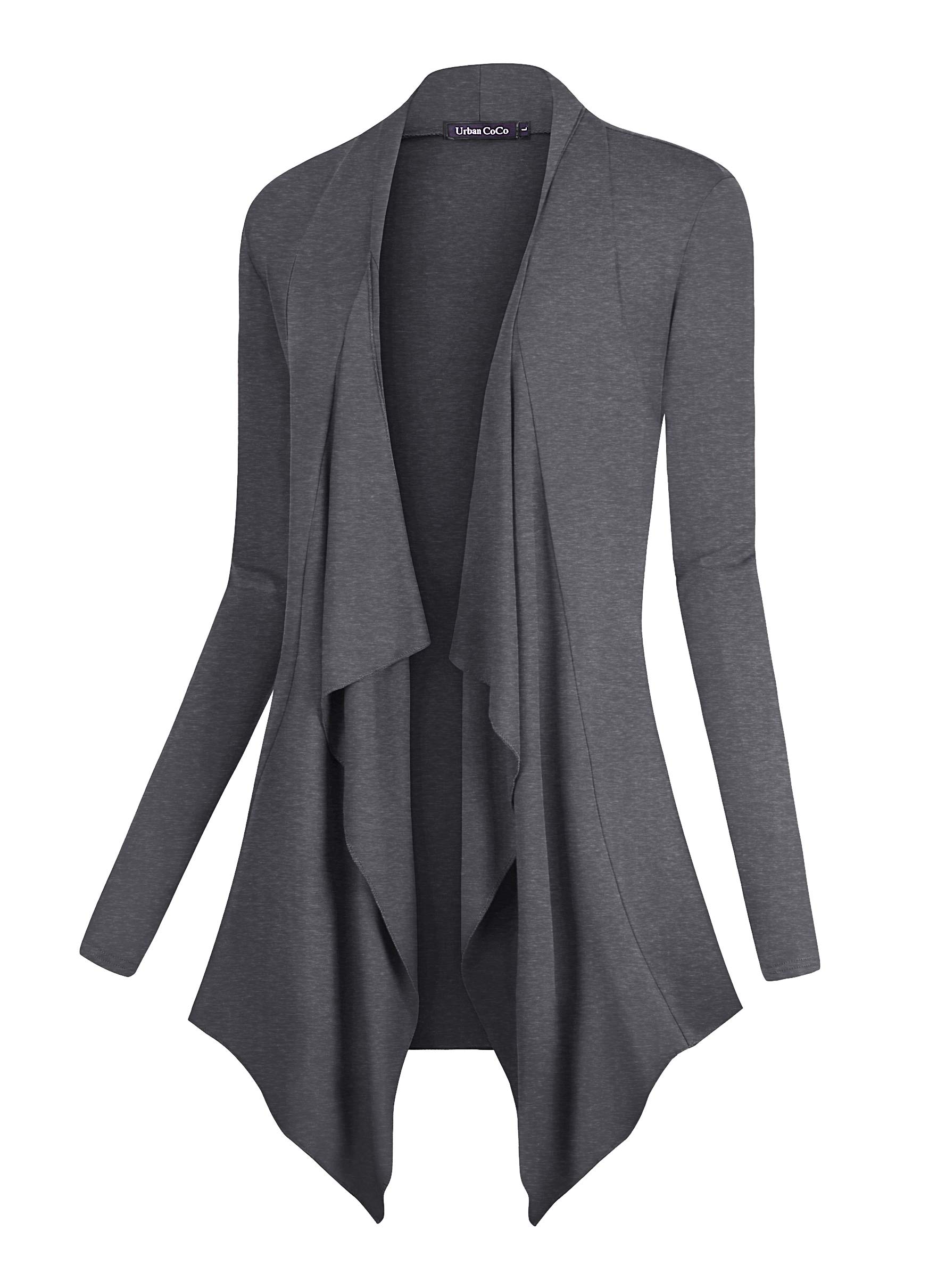 Urban CoCo Women's Drape Front Open Cardigan Long