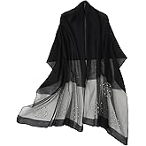 Isurrender Silk Wool Feeling Shiny Scarf Wrap Women Elegant Shawl for Evening Dresses Scarf Flower silk Pashmina Shawl