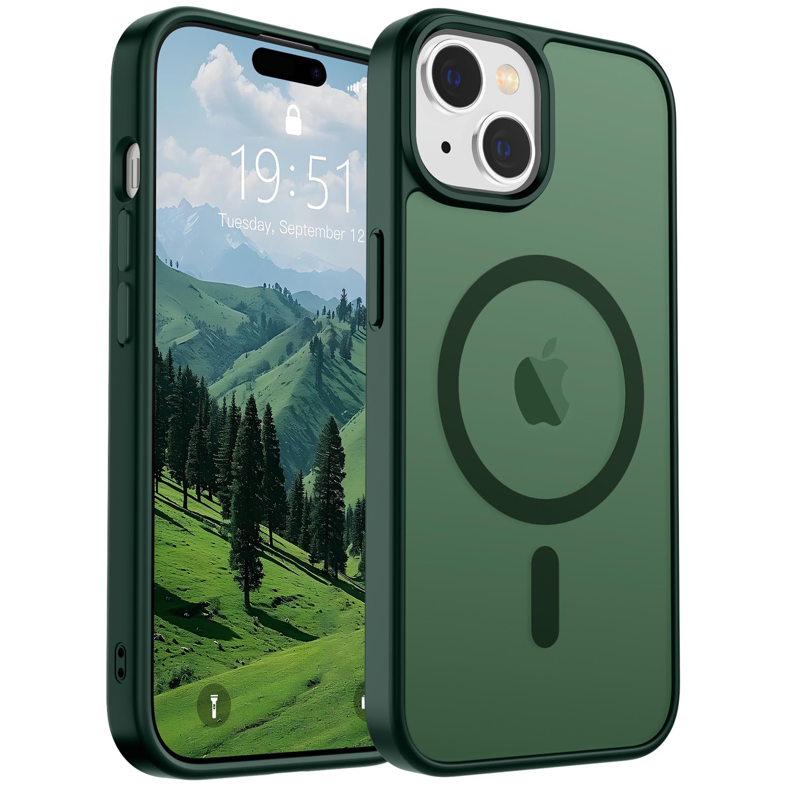 Photo 1 of SUPFINE Magnetic for iPhone 15 Case (Compatible with MagSafe) (Military Grade Drop Protection) Slim Translucent Matte Shockproof with Anti-Fingerprint Phone Case, Forest Green