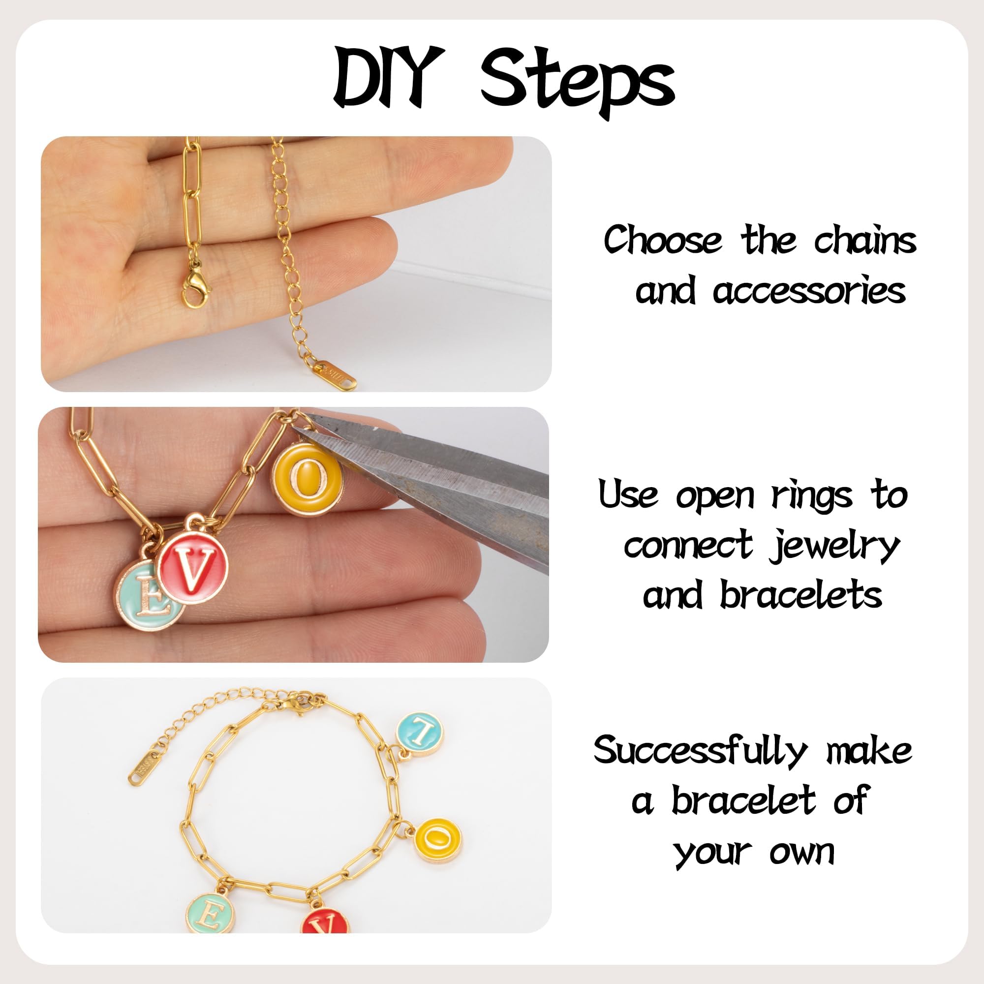 HUISUYTON 10 PCS Charm Bracelet Chain, 18K Gold Charm Bracelet Kit, 6.3Inch Paperclip Chain Bracelets, Chain Bracelet for Jewelry Making, Adjustable Jewelry Charm for Crafting and Gifting