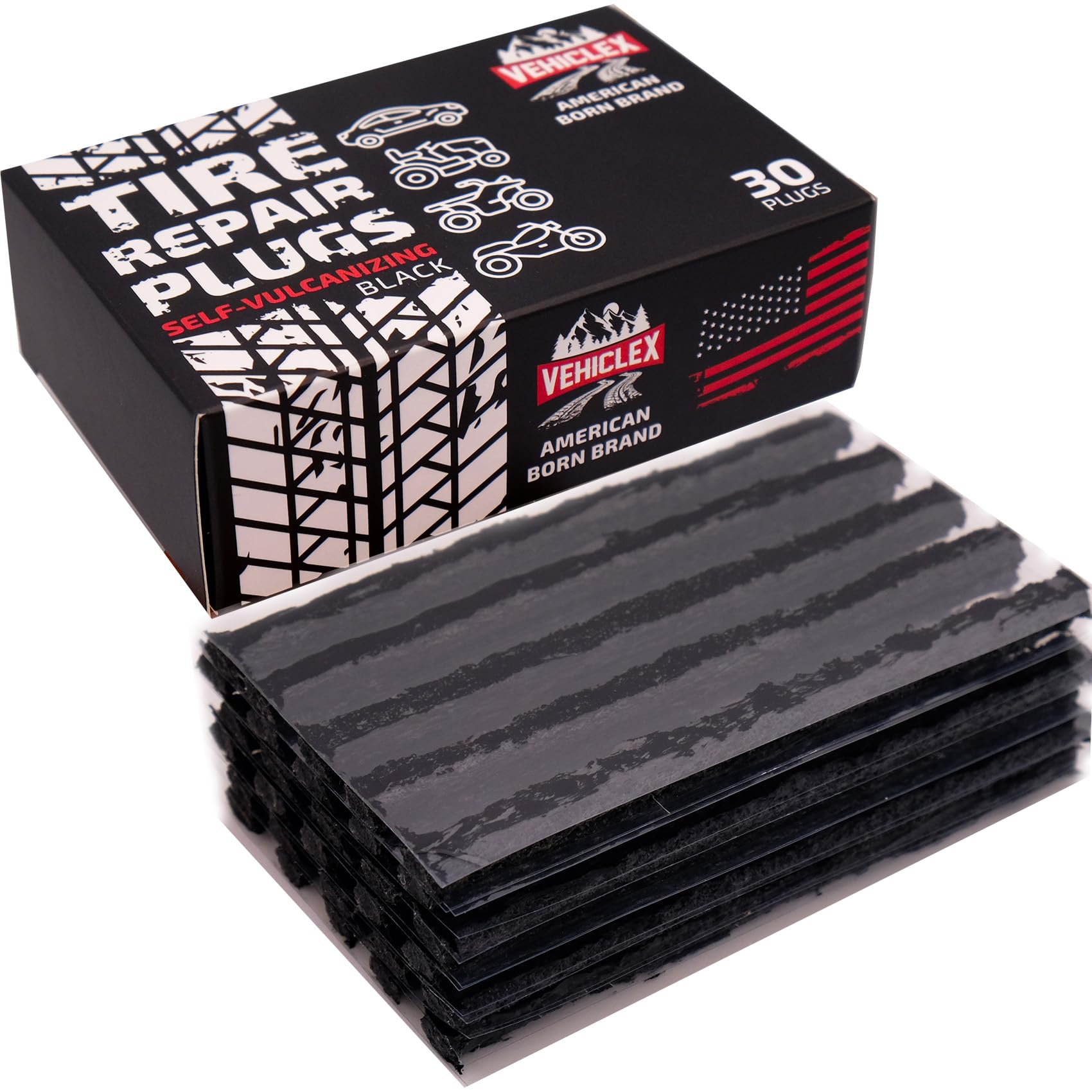 Flat Tire Repair Plugs 30pcs Heavy Duty Plug and Patch Kit for