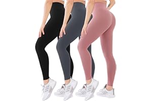 Blisset 3 Pack High Waisted Leggings for Women-Soft Athletic Tummy Control Pants for Running Yoga Workout Reg & Plus Size