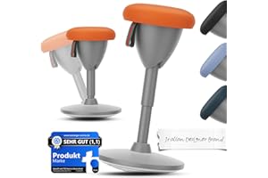XJ-HOME Height Adjustable Active Motion Stool, Standing Desk Wobble Stool, Ergonomic Stand Perch Sit Rotate 360° Balance Stool with Cushion & Non-Slip Base for Office Home Classroom, Orange