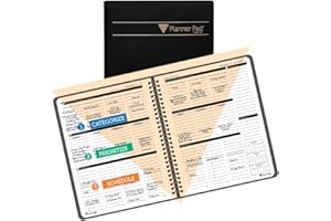 Planner Pad Spiral Bound January-December 2026/ Calendar Year 6 3/4" x 8 1/2" Medium 3-Tier Funnel Down 12 Month Organizer, Black Cover/Black Ink