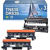 MYTONER Compatible Toner Cartridge and Drum Unit Replacement for Brother TN830XL TN830 XL/V/R TN-830 DR830 DR-830 for DCP-L2640DW HL-L2460DW MFC-L2820DW XL HL-L2405W L2400D Printer 2 Pack Toner 1 Drum