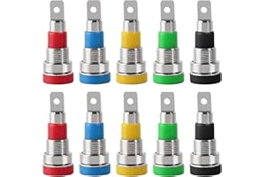 UMLIFE 10Pcs 4mm Banana Jack Female Panel Mount Banana Socket Binding Post Adapter for 4mm Banana Plug Connectors(5 Colors)
