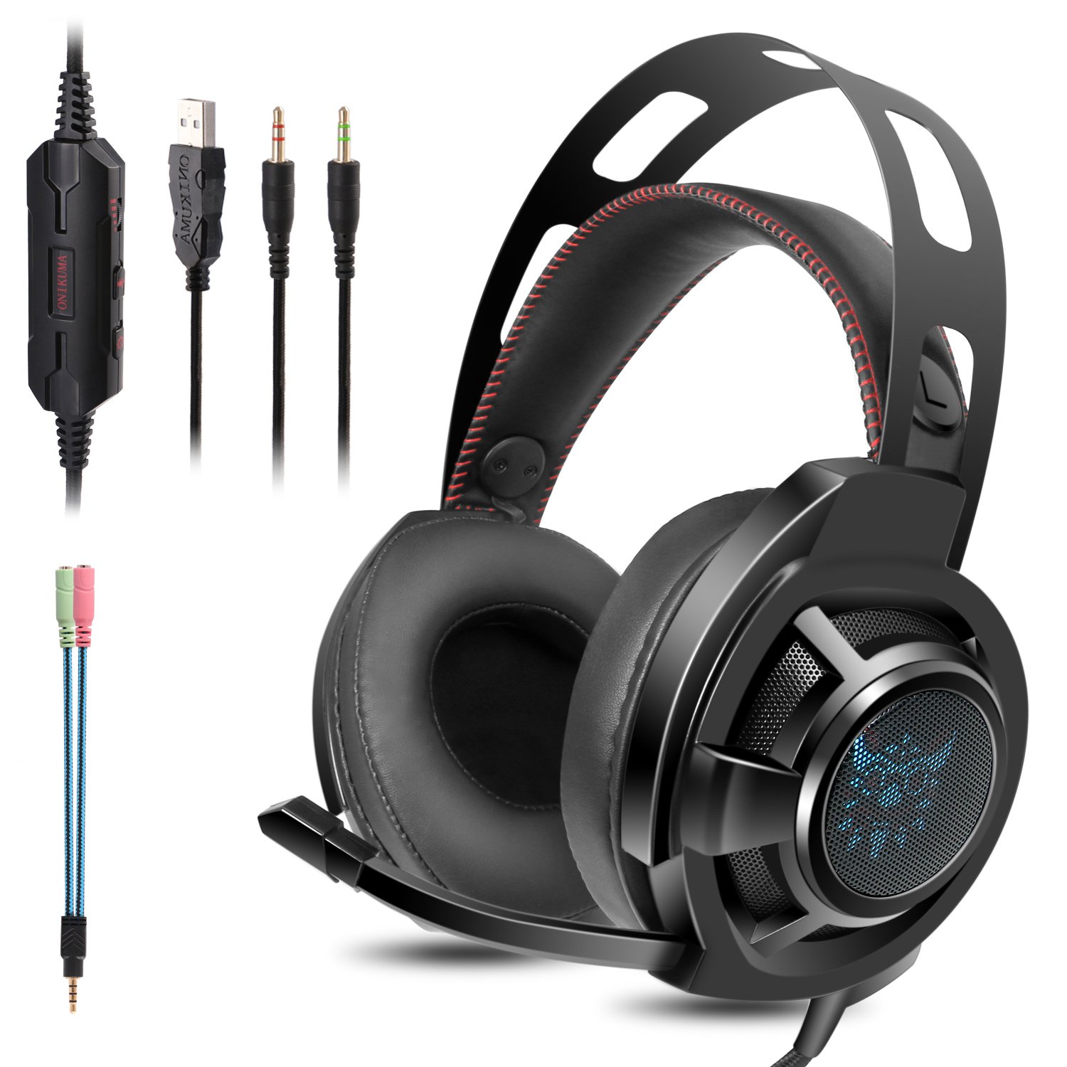 KOTION EACH Auriculares Bluetooth Wireless Headset B3506 Plegable Gaming Headset v4.1 con Microfono para PS4 PC MAC Smartphones Ordenadores(Blanco+Azul)