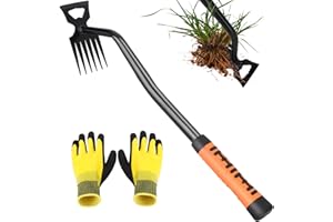 Paoeyrb Weed Puller Tool, Portable Weed Puller Garden Tools with Gloves, Durable Manganese Steel Weed Remover Tool, Multifunctional Hand Weeder Tool, Weeding Tool for Yard, Farm, Garden