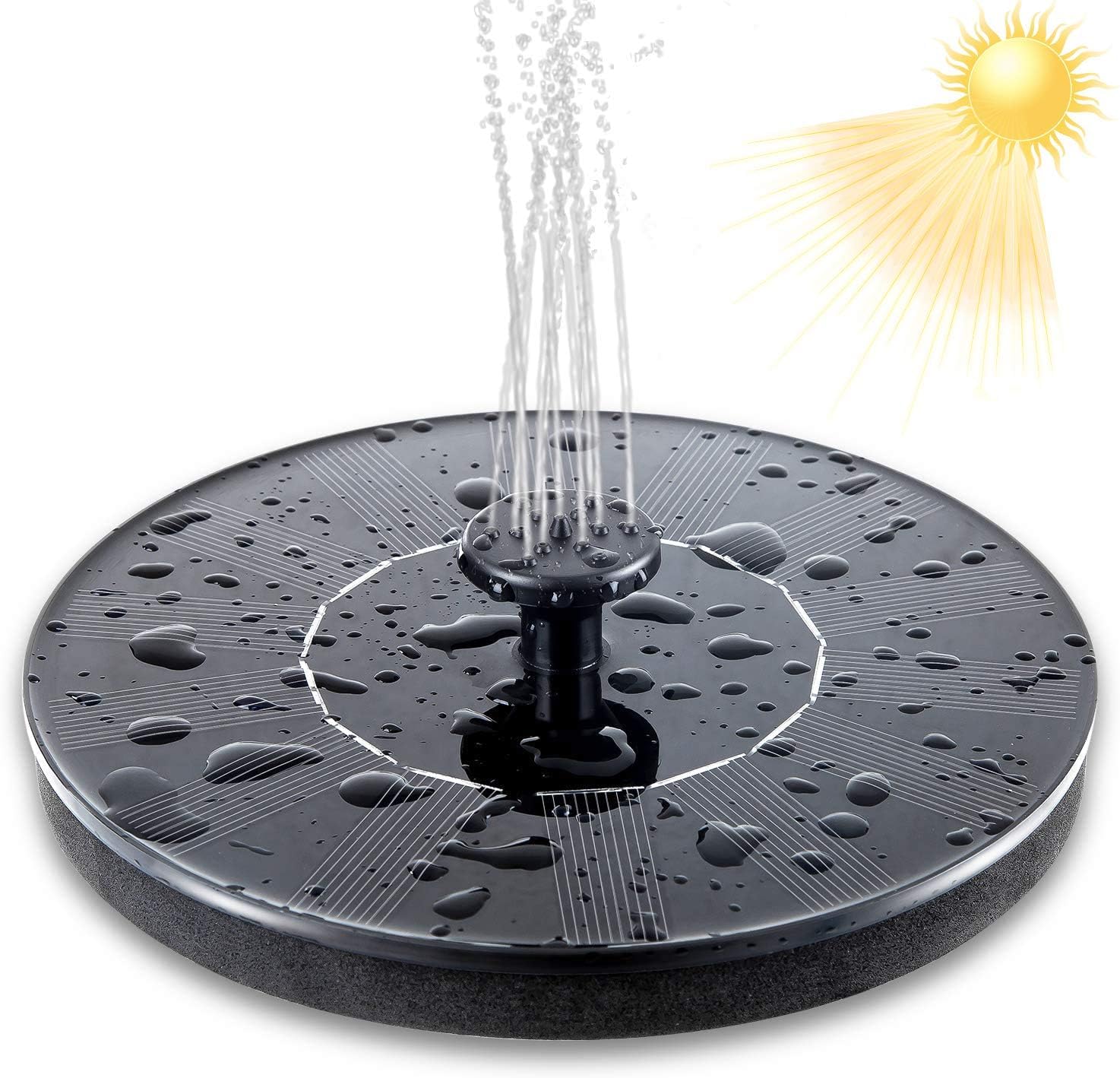 Voodii Upgraded Solar Fountain Pump, 1.5W Free Standing Floating Solar Powered Fountain Pump Kit Submersible Outdoor, for Bird Bath, Small Pond, Swimming Pool, Garden