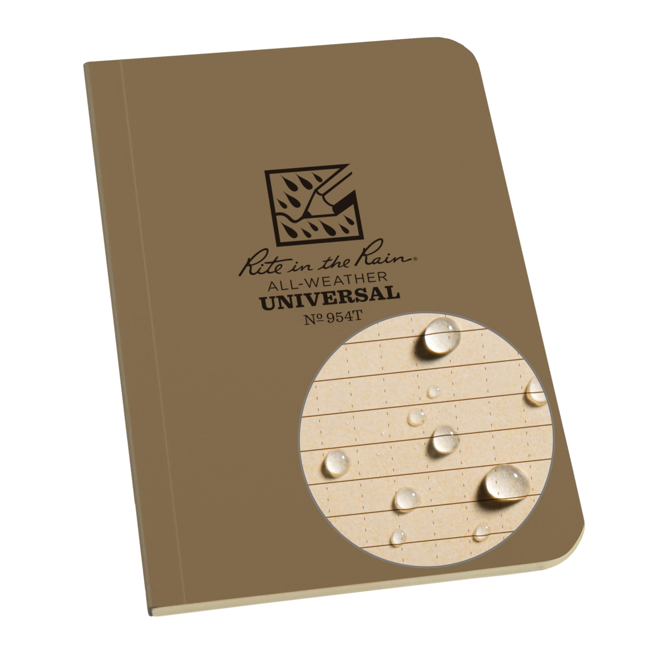 Rite In The Rain Waterproof Field Flex Memo Notepad Tan Perfect Bound Tan Paper 112 pages 56 Sheets Imp & Metric Rulers Conversion table & Map Scale 3½ X 5- Inch Resists Oil & Grease Mud & Grime
