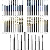 Genmitsu 50pcs Tungsten Carbide CNC Router Bits, 1/8'' Shank, Including 2-Flute Straight Router Bits, Flat Nose & Ball Nose E