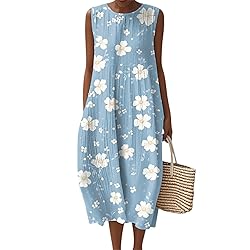 Womens Dresses Summer Fall Cotton Linen Midi