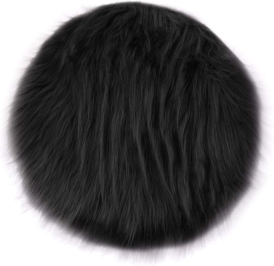 SUKEQ Super Soft Fluffy Faux Fur Sheepskin Cushion Chair Pads Sofa Cover Seat Pad Artificial Wool Warm Plush Area Rugs for Bedroom, 11.8”x11.8” Inch
