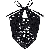 hoyuwak Crochet Head Scarf Bandanas Headbands Hair Scarf for Women Girls Knitted Floral Hair Coverings Accessories for Hair Styling Holiday Decor(Black)