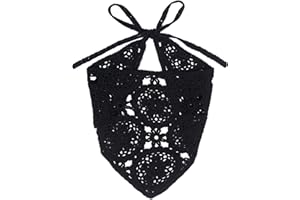hoyuwak Crochet Head Scarf Bandanas Headbands Hair Scarf for Women Girls Knitted Floral Hair Coverings Accessories for Hair Styling Holiday Decor(Black)