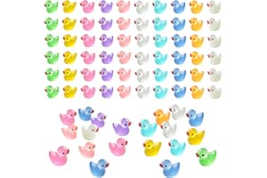 Kuanfine 60 Pcs Tiny Duck Figures Glow in The Dark Mini Resin Duck Luminous Miniature Ducks Bead for Garden Landscape Aquarium Decoration(Luminous)