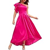 MIJUNMIO Ruffle Sleeve Dress Asymmetrical Neckline Women's Dress Cocktail Evening Party Dress